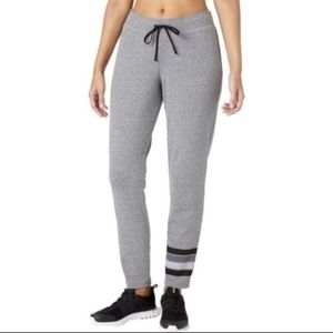 Reebok Gray Track Pants with Black Stripes